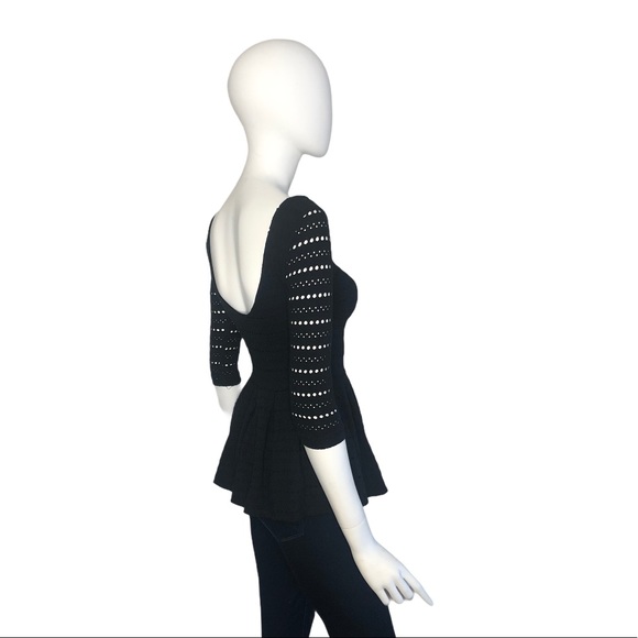 Eight Sixty Peplum 3/4 Sleeve Back Top Size XS - Picture 3 of 12